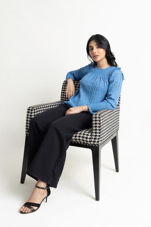 The Blue Smocked Top